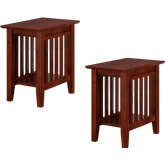 Mission Side Table in Walnut Finish Solid Wood (Set of 2)