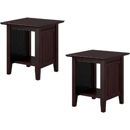 Nantucket End Table in Black Espresso Finish Solid Wood (Set of 2)