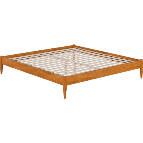 Pasadena 14" King Platform Bed Frame in Light Toffee Finish Wood