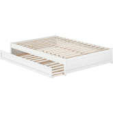 Barcelona Full Panel Platform Bed w/ Twin Trundle in White