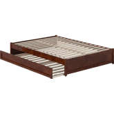 Barcelona Full Panel Platform Bed w/ Twin Trundle in Walnut Finish