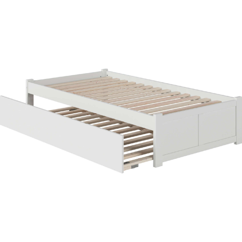 Concord Twin XL Bed w/ Footboard & Twin Extra Long Trundle in White