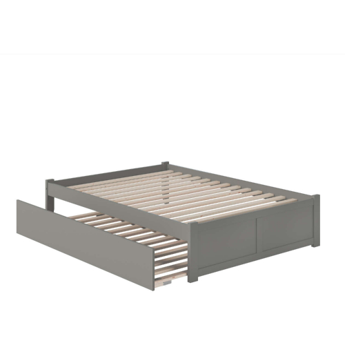 Concord Full Platform Bed w/ Flat Footboard, Turbo Charger & Twin Urban Trundle in Grey