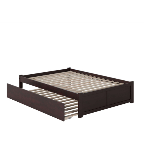 Concord Full Platform Bed w/ Flat Panel Foot Board & Full Urban Trundle in Espresso