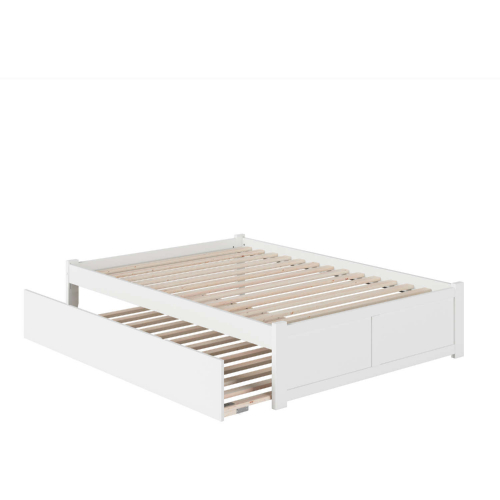 Concord Full Platform Bed w/ Flat Panel Foot Board & Full Urban Trundle in White