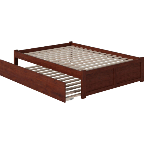 Concord Full Platform Bed w/ Flat Panel Foot Board & Full Urban Trundle in Walnut