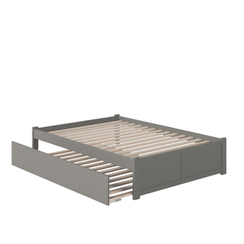 Concord Full Platform Bed w/ Flat Panel Foot Board & Full Urban Trundle in Grey