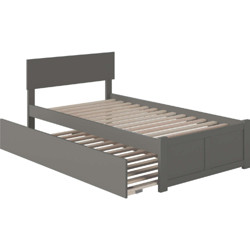 Orlando Twin Extra Long Bed w/ Footboard & Twin Extra Long Trundle in Grey