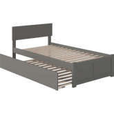 Orlando Twin Extra Long Bed with Footboard & Twin Extra Long Trundle in Grey