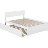 Orlando Full Bed w/ Flat Panel Footboard & Urban Trundle in White