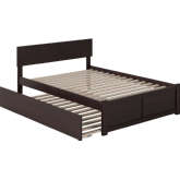 Orlando Full Platform Bed w/ Flat Panel Foot Board & Full Urban Trundle in Espresso