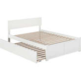 Orlando Full Platform Bed with Flat Panel Foot Board & Full Urban Trundle in White