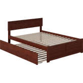 Orlando Full Platform Bed with Flat Panel Foot Board & Full Urban Trundle in Walnut