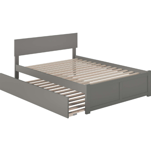 Orlando Full Platform Bed w/ Flat Panel Foot Board & Full Urban Trundle in Grey