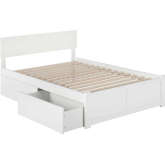 Orlando Full Bed w/ Flat Panel Footboard & 2 Urban Bed Drawers in White