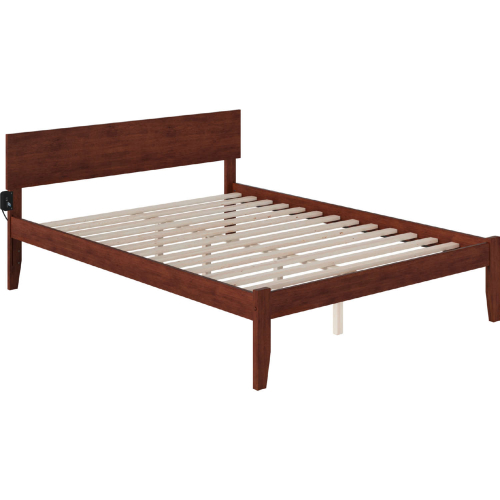 Orlando Queen Bed w/ Open Foot Rail in Antique Walnut