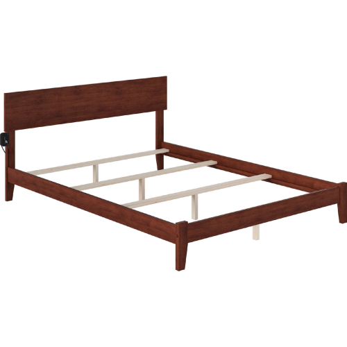 Orlando Queen Bed w/ Open Footboard & Turbo Charger in Walnut