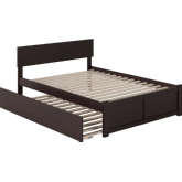 Orlando Queen Platform Bed, Footboard, Turbo Charger & Twin XL Trundle in Espresso