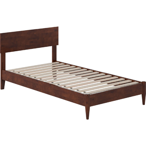 Aria Twin Low Profile Platform Bed w/ USB in Walnut Finish Wood