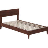 Aria Twin Low Profile Platform Bed w/ USB in Walnut Finish Wood