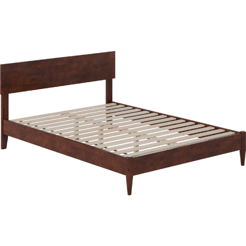 Aria Full Low Profile Platform Bed w/ USB in Walnut Finish Wood