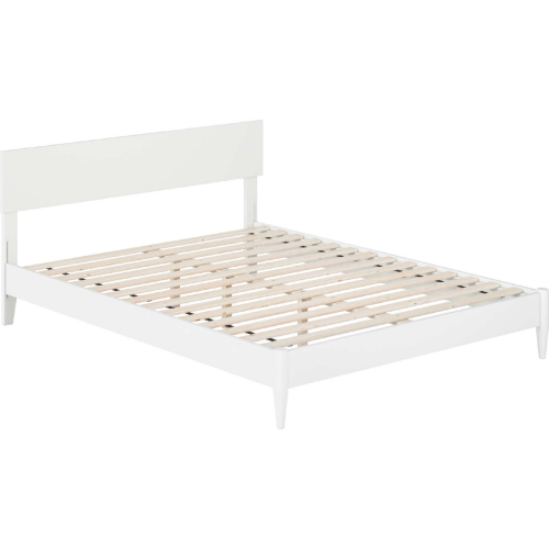 Aria Queen Low Profile Platform Bed w/ USB in White Finish Wood