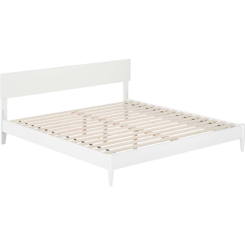 Aria King Low Profile Platform Bed w/ USB in White Finish Wood