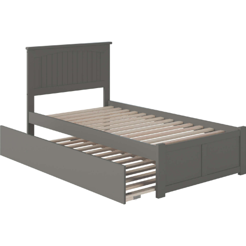 Nantucket Twin Extra Long Bed with Footboard & Twin Extra Long Trundle in Grey