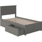 Nantucket Twin XL Platform Bed w/ Flat Footboard & 2 Urban Bed Drawers in Atlantic Grey