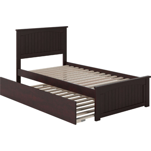 Nantucket Twin Extra Long Bed w/ Footboard & Twin Extra Long Trundle in Espresso