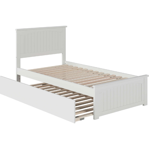 Nantucket Twin Extra Long Bed w/ Footboard & Twin Extra Long Trundle in White