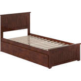 Nantucket Twin XL Platform Bed w/ Footboard, Twin XL Trundle & Charging in Walnut