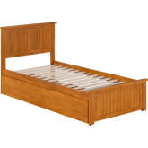 Nantucket Twin XL Platform Bed w/ Footboard, 2 Drawers & Charging in Light Toffee