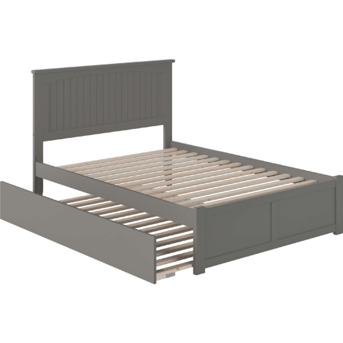 Nantucket Full Platform Bed w/ Flat Panel Foot Board & Full Urban Trundle Bed in Grey