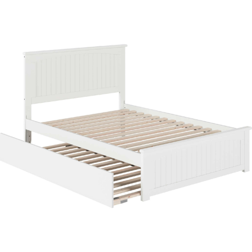 Nantucket Full Bed w/ Matching Footboard & Urban Trundle Bed in White