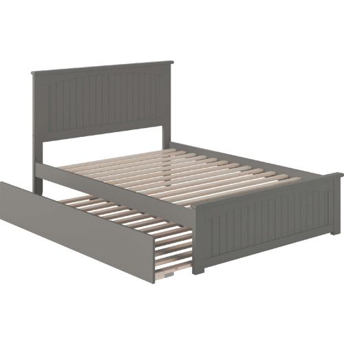 Nantucket Full Platform Bed with Matching Footboard & Twin Trundle in Atlantic Grey