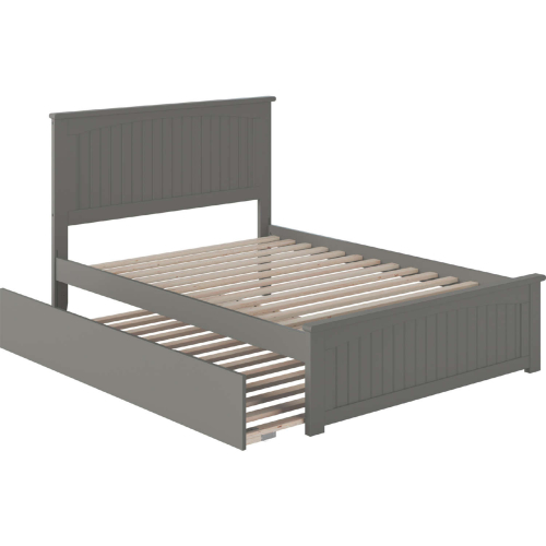 Nantucket Full Platform Bed w/ Matching Foot Board & Full Urban Trundle in Grey