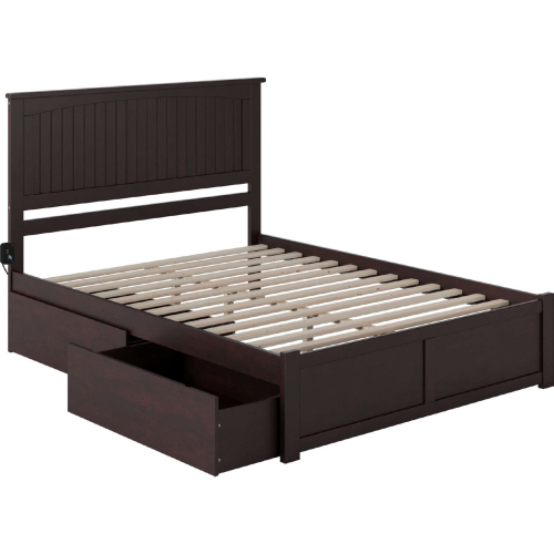 Nantucket King Bed w/ Flat Panel Footboard & 2 Urban Bed Drawers in Espresso