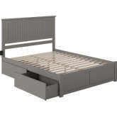 Nantucket King Platform Bed w/ Flat Footboard & 2 Urban Bed Drawers in Atlantic Grey