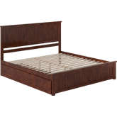 Nantucket King Platform Bed with Footboard, 2 Drawers & Charging in Walnut