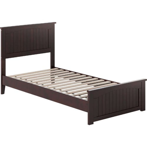 Naples Twin XL Low Profile Platform Bed & Matching Footboard in Espresso Finish Wood