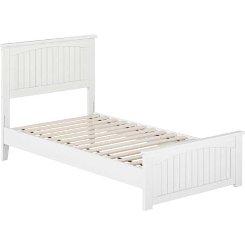 Naples Twin Low Profile Platform Bed & Matching Footboard in White Finish Wood