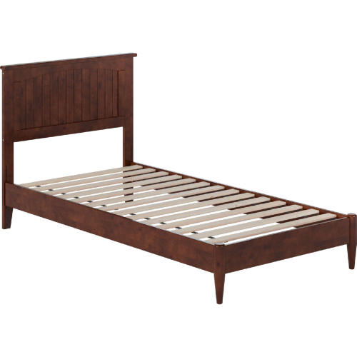 Naples Twin XL Low Profile Platform Bed in Walnut Finish Wood