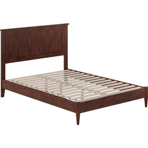 Naples Full Low Profile Platform Bed in Walnut Finish Wood