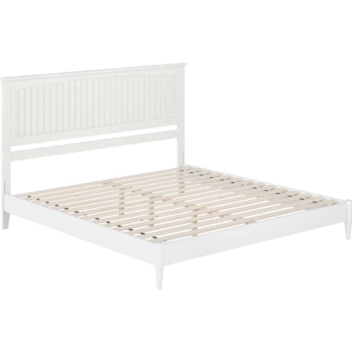 Naples King Low Profile Platform Bed in White Finish Wood