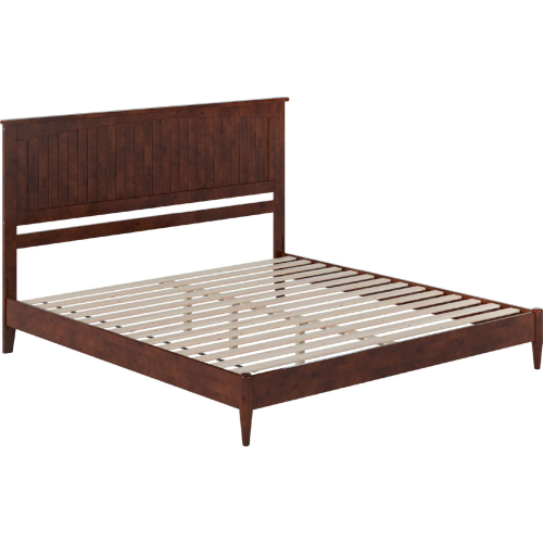 Naples King Low Profile Platform Bed in Walnut Finish Wood