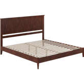 Naples King Low Profile Platform Bed in Walnut Finish Wood