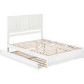 Malta Queen Platform Bed w/ Panel Footboard, Twin XL Trundle & Charging in White