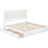 Malta King Platform Bed w/ Panel Footboard, Twin XL Trundle & Charging in White