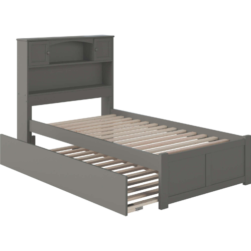 Newport Twin Extra Long Bed with Footboard & Twin Extra Long Trundle in Grey